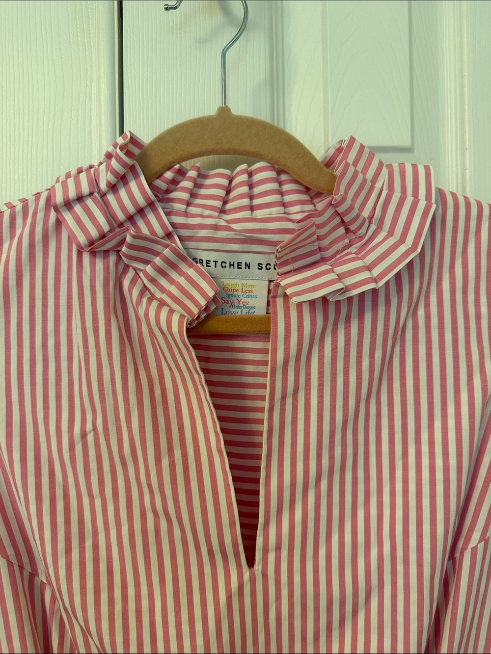 Gretchen Scott Hope Pink & White Striped Sleeveless Ruffle-Neck Dress - Picture 5 of 9